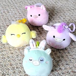 Set of 4 Cute Squishmallow Plush Keychains